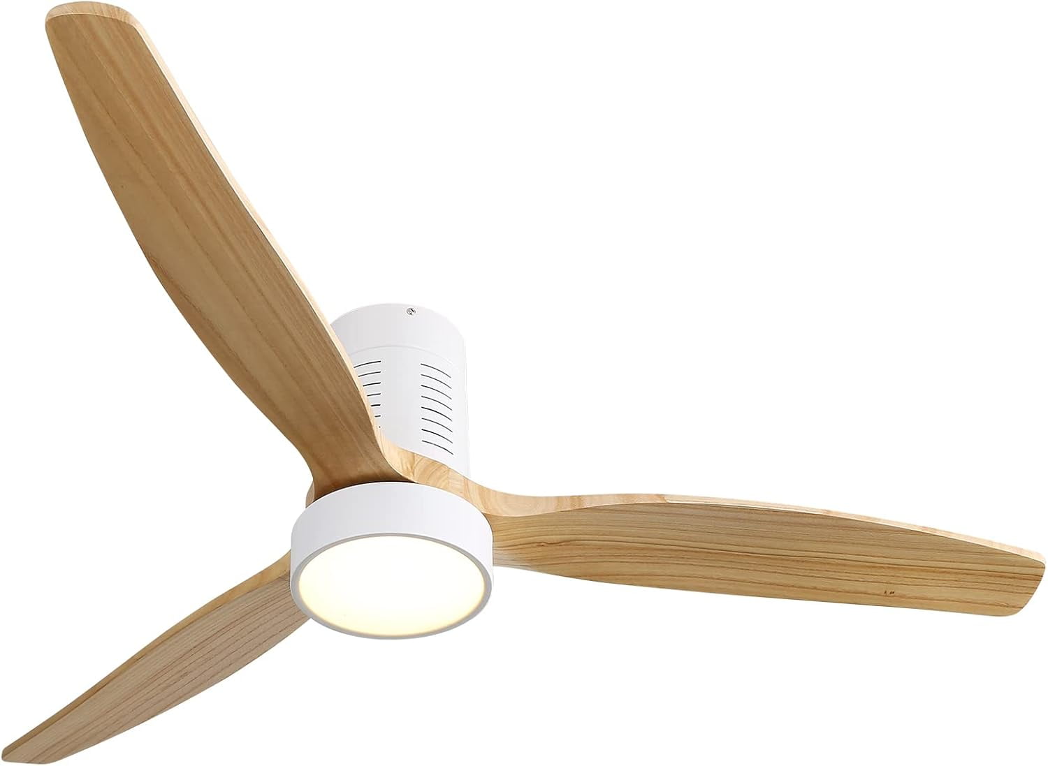 Sofucor 52 In Ceiling Fan Flush Mount Modern Wood Blades With Light Remote - 6 Speed, LED
