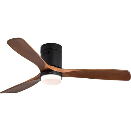 Sofucor 52-Inch Flush Mount Ceiling Fan with LED Light and Remote Control, Dimmable, ETL Certified