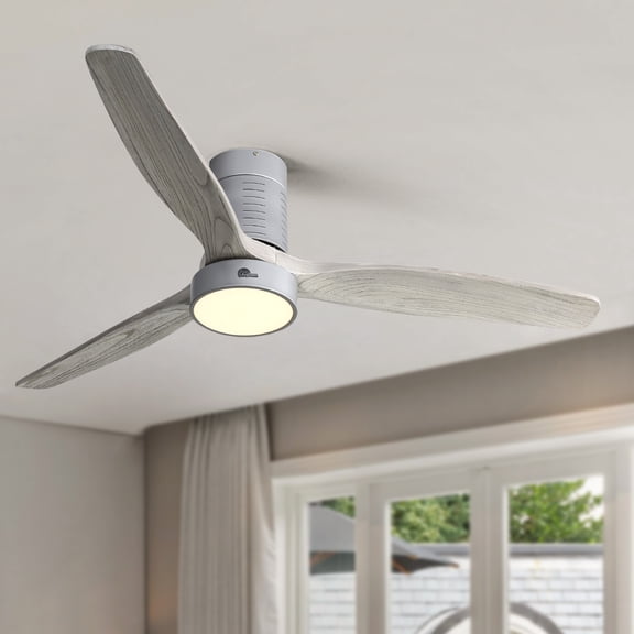 Sofucor 52" Gray Modern Ceiling Fan with Integrated LED Light and Remote Control