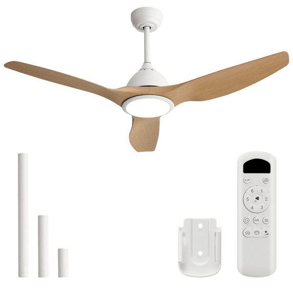 Sofucor 52 Inch Ceiling Fan with Lights, Modern, Dimmable, 6-Speed, 3-Timer, Reversible, DC Motor