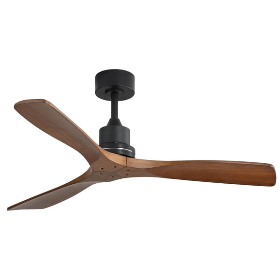 Sofucor 52"Indoor/Outdoor Wooden Ceiling Fan, 3 Blades, Remote Control, No Light, for Patio or Living Room