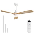 thumbnail image 1 of Sofucor 52 Inch Ceiling Fan with Lights and Remote Control-Modern Solid Wood Blade Ceiling Fan for Bedroom Living Room Indoor Outdoor Farmhouse Patio, Noiseless DC Motor, Natural Wood, 1 of 13
