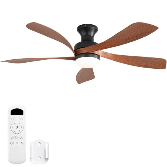 Sofucor 52 Inch Ceiling Fans with Lights and Remote, Outdoor Ceiling Fan with Light 6-Speed 3 CCT 3-Timer, Low Profile Ceiling Fan 5 Blade Reversible DC Motor for Living Room Bedroom Patio
