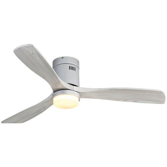 Sofucor 52 Inch Flush Mount Ceiling Fan with Remote, Reversible Motor,Integrated Light Optional Silver with Grey Blades With Light