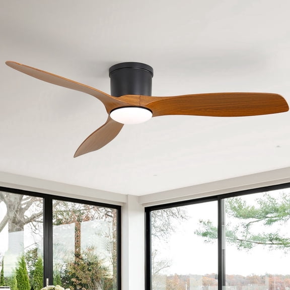 Sofucor 52 Inch Low Profile Ceiling Fans with Lights, Modern Flush Mount Ceiling Fan with 3 ABS Blades, 6500CFM, Dimmable 6-Speed 3-Timer Reversible DC Motor, ABS, Brown