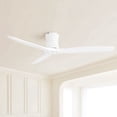 thumbnail image 1 of Sofucor 52 Inch Matte White Flush Mount Ceiling Fan, 3 Solid Wood Blades, No Light, DC Motor with Remote, 1 of 11