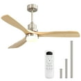 thumbnail image 1 of "Sofucor 52"" Ceiling Fan with Light and Remote, 3 Reversible Burlywood Blades, Nickel Finish", 1 of 12