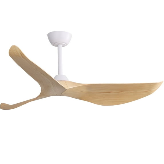 Sofucor 52" White Ceiling Fan No Light, Modern, Remote Control, 3 Blades Ceiling Fan with Noiseless Reversible Dc Motor for Living room, Bedroom