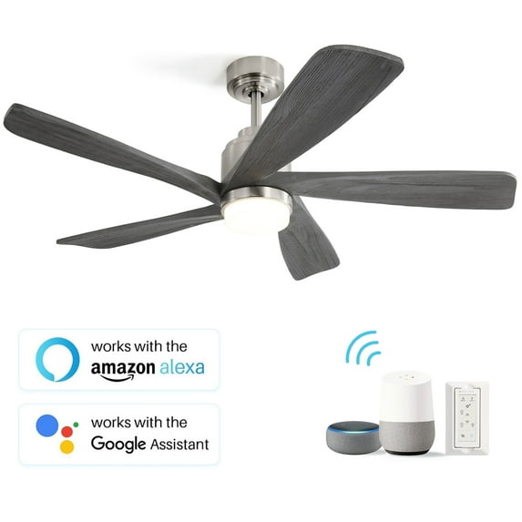 Sofucor 52 Inch Wood Blades Ceiling Fan with Light,3 CCT LED,Remote& APP Control-Farmhouse, Modern, Contemporary