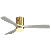 Sofucor 52 Low Profile Ceiling Fan Flush Mount with Light and Remote Control, 3 Washed White Blades