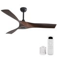 thumbnail image 1 of Sofucor 52 Inch Modern Ceiling Fan No Light, 3 Deep Wood Grain ABS Blades, Matte Black DC Motor Ceiling Fan for Indoor Living Room Bedroom Patio, 1 of 10