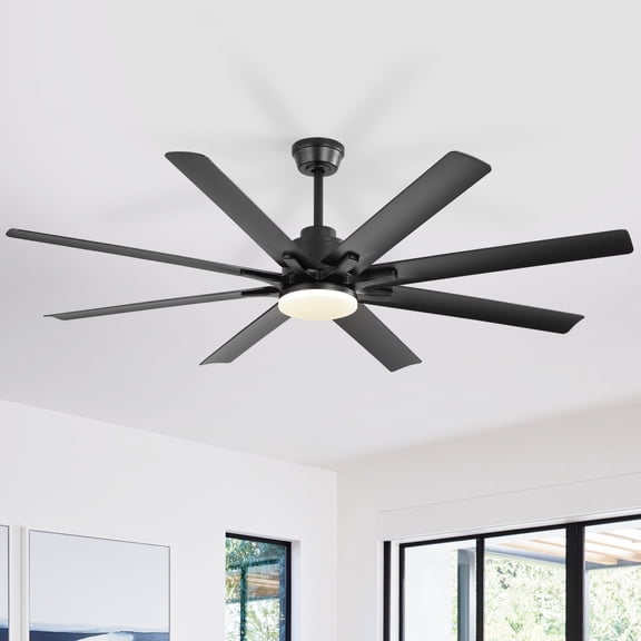 Sofucor 52" Modern Black Ceiling Fan with Light ,Phone APP and Remote,Voice Control