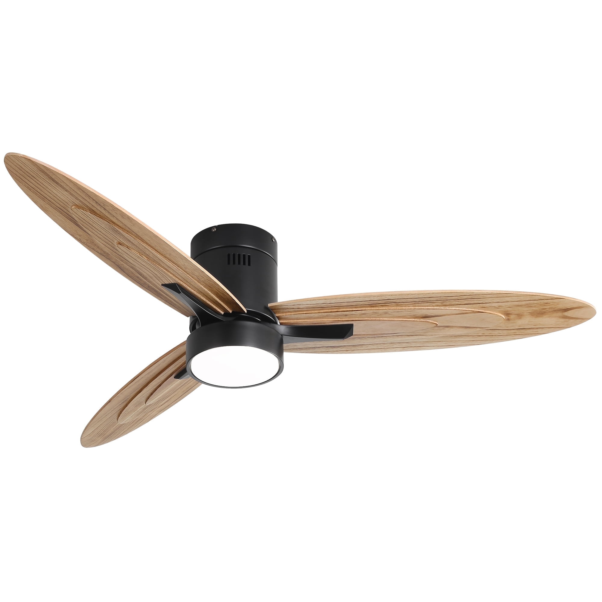 Sofucor 52 Inch Ceiling Fan with Light and Remote Control, 3 Solid Wood Blades Reversible DC Motor Black for Living Room