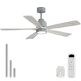 thumbnail image 1 of Sofucor 52" Gray Ceiling Fan with Light, 5 Solid Wood-Grain Blades, Quiet DC Motor, 36V 18W Dimmable LED, 6-Speed Remote Control, Reversible, Timer for Living Room Bedroom, 1 of 16