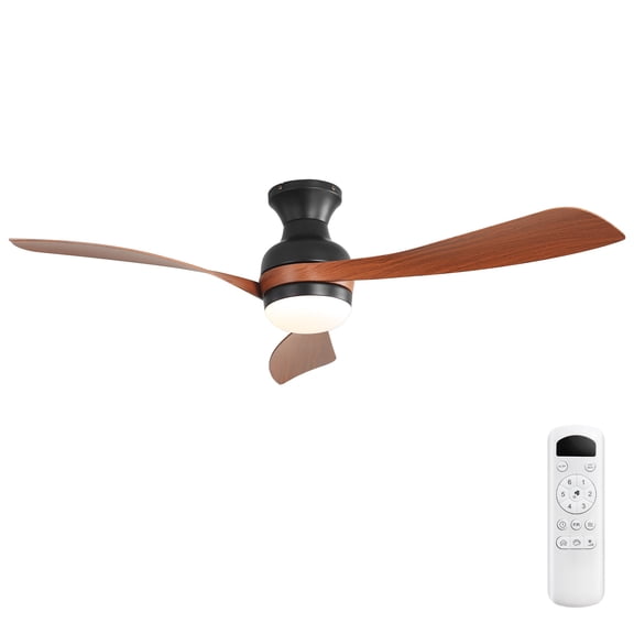 Sofucor 52" Modern Ceiling Fans with Light and Remote Control, 3 Blades with Reverse Airflow, Brown