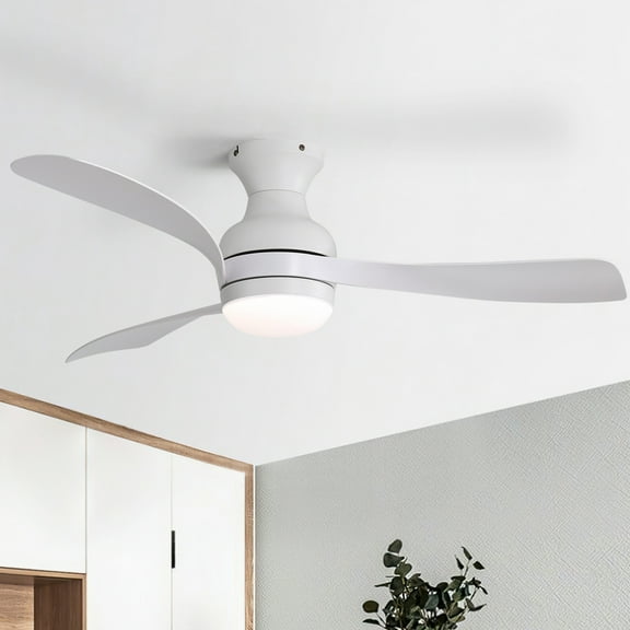 Sofucor 52" Modern Ceiling Fans with Light and Remote Control, 3 Blades with Reverse Airflow, White