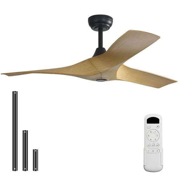 Sofucor 52" Downrod ABS Ceiling Fans with Remote control ,Reverse Airflow,6 Wind Speed,Indoor&Outdoor Use,Sloped Ceiling Applicable
