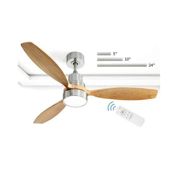 Sofucor 52" Modern Nickel Ceiling Fan with LED Light and Remote Control