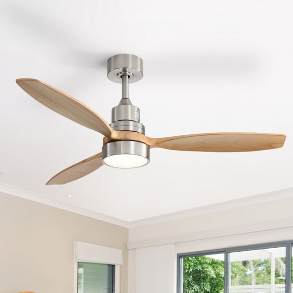 Sofucor 52 inch Wood Modern LED Ceiling Fan with Remote Control