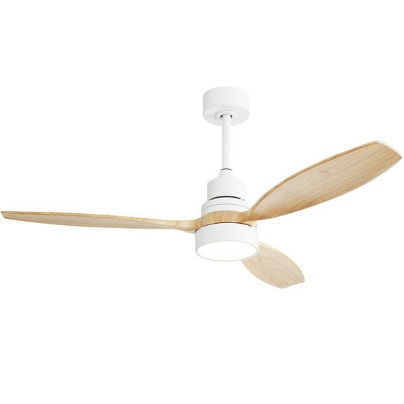 Sofucor 52" Modern White Ceiling Fan with LED Light and Remote Control