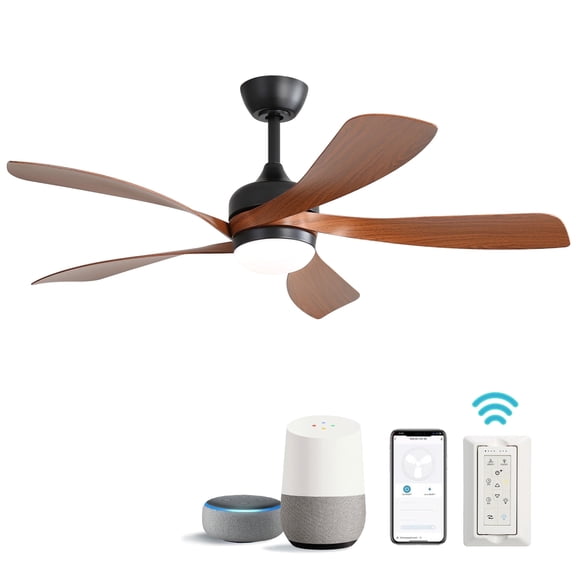 Sofucor 52" Smart Ceiling Fan, Compatible with Alexa/Google/App, 3-Color Light 6-Speed Timing Reversible DC Motor