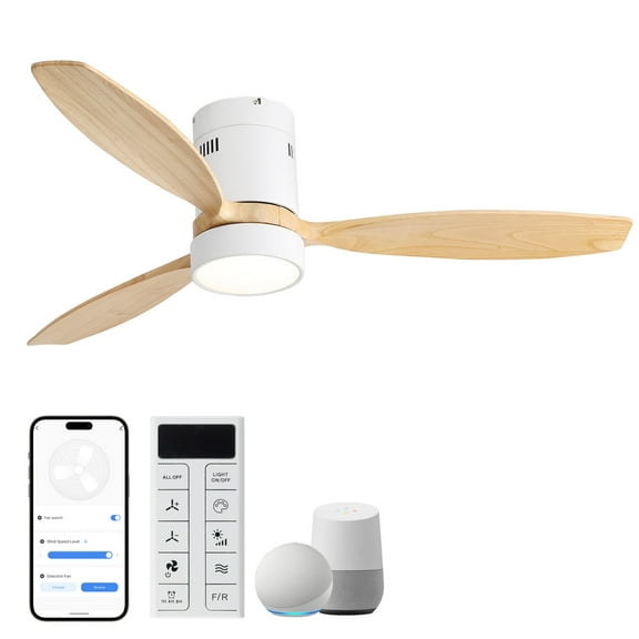 Sofucor Smart Ceiling Fan 52 In Modern Indoor Outdoor - LED Light, Remote, 6-Speed, DC Motor