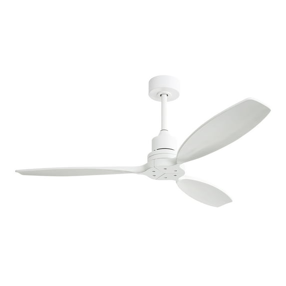 Sofucor 52 Inch Ceiling Fan no Light, Outdoor Indoor Modern White Ceiling Fan, 3 Wood Blades