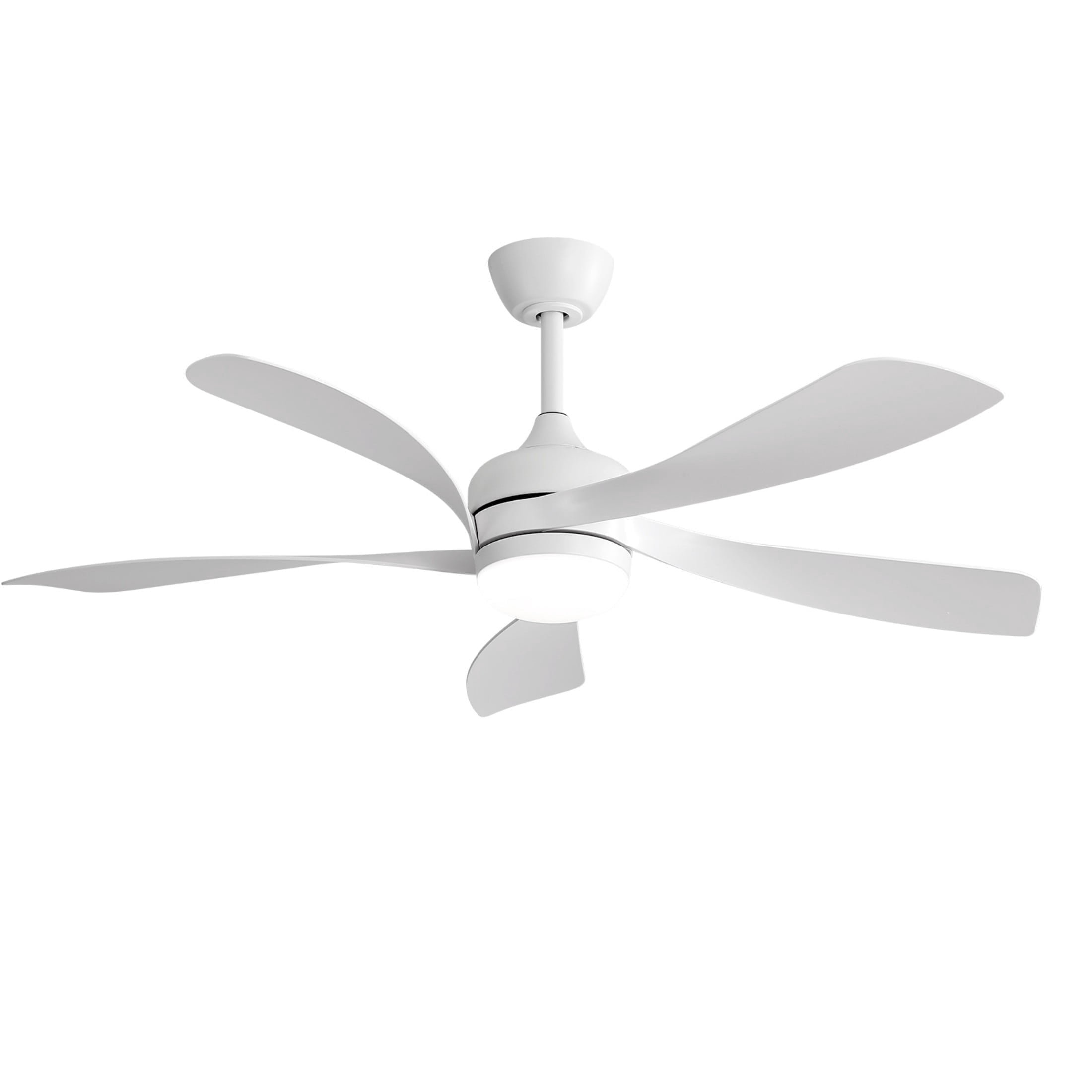 Sofucor 52" White Ceiling Fans with Lights,Modern,Low Profile,3 Downrods,5 Blades,3-Color LED Light,Quiet Reversible DC Motor for Living Room,Bedroom,Patios