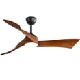 thumbnail image 1 of Sofucor 52 Inch Ceiling Fan with Light and Remote, Modern 3 Solid Wood Blades Ceiling Fan, 6 Speeds 5500CFM, Dimmable 3-Color LED with Memory, Timer & Quiet & Reversible DC Motor, ETL, Walnut Wood, 1 of 13