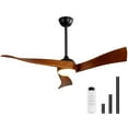 thumbnail image 1 of Sofucor 52 Inch Ceiling Fan with Light and Remote, Modern 3 Solid Wood Blades Ceiling Fan, 6 Speeds 5500CFM, Dimmable 3-Color LED with Memory, Timer & Quiet & Reversible DC Motor, ETL, Walnut Wood, 1 of 13