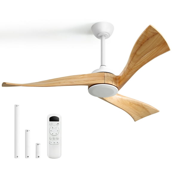Sofucor 52 inch Ceiling Fans No Light Contemporary Ceiling Fan Without Lights, 3 Wood Blades