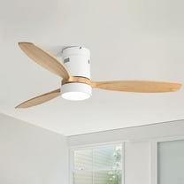 Sofucor 52inch Wood Low Profile Ceiling Fans with Lights and Remote, Modern Flush Mount Quiet Ceiling Fan for Bedroom, Reversible DC Motor, 3 Color & 6 Speed, for Indoor Outdoor Patio,(White Wood)