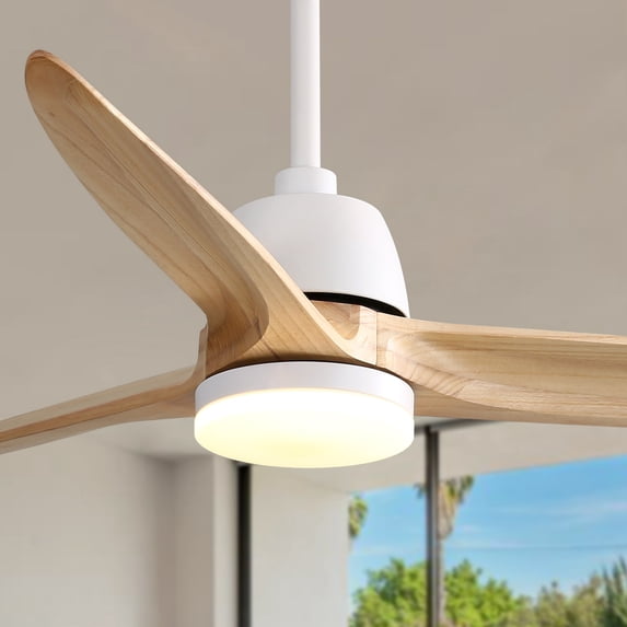 Sofucor 56 Inch Ceiling Fan with Lights Remote Control Dimmable Light Reversible DC Motor Modern Farmhouse Large Ceiling Fan for Kitchen Bedroom Basement Dining Living Room Light Wood