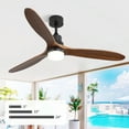 thumbnail image 1 of Sofucor 60-Inch Matte Black Ceiling Fan with Lights, Remote, Walnut Blades, Dimmable Light, Reversible DC Motor, 1 of 8