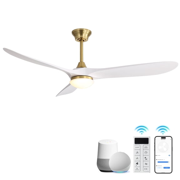 Sofucor 60 Inch Ceiling Fans with Light Compatible with Alexa/Google/App 3 Blades Reversible DC Motor Timer for Kitchen Bedroom Living Room Dining Room Farmhouse