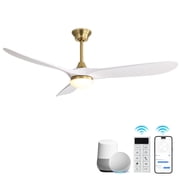 Sofucor 60 Inch Ceiling Fans with Light Compatible with Alexa/Google/App 3 Blades Reversible DC Motor Timer for Kitchen Bedroom Living Room Dining Room Farmhouse
