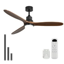 Sofucor 60" Black with Brown Blades Modern Ceiling Fan with Light and Remote