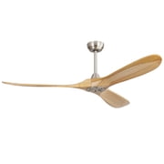 Sofucor 60 Inch Ceiling Fans No Light Modern Ceiling Fan With Remote Control 3 Wood Blades Reversible DC Motor Timer for Kitchen Bedroom Living Room Dining Room Farmhouse burlywood