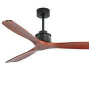 Sofucor 60" Remote Control,Reverse Airflow,Black with 3 Brown Blades Modern Ceiling Fan