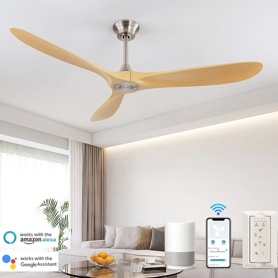 Sofucor 60" Smart Ceiling Fan with Wall Switch and APP Control,DC Motor,ABS Blades