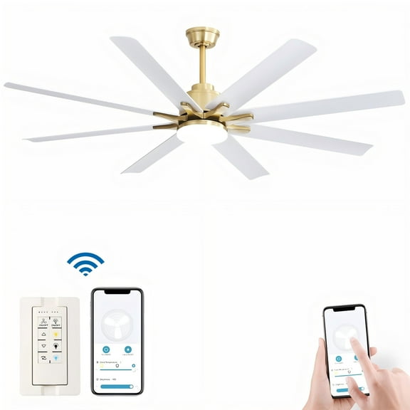 Sofucor 66" Modern Smart Ceiling Fan with Light,Remote&APP Control,