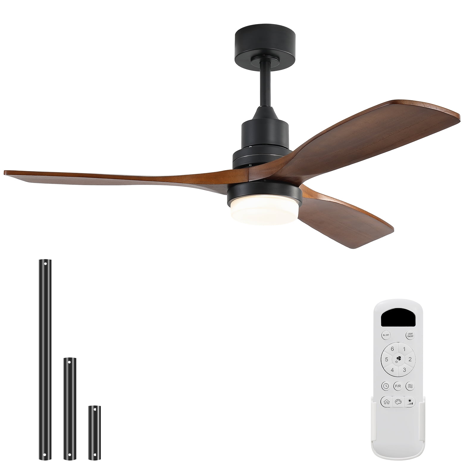 Sofucor Low Profile Ceiling Fan With Lights Remote Control 52 Inch Flush Mount Ceiling Fan Modern Wood Blade Fan For Bedroom Living Room Indoor Outdoor Farmhouse Patio, Noiseless DC Motor
