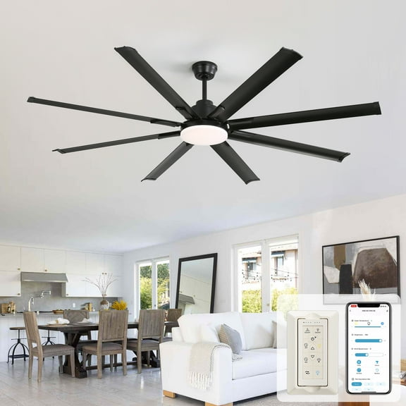 Sofucor Smart Large Fan 84-Inch Ceiling Fan with LED Light Kit and Remote Control, Contemporary, Indoor/Outdoor