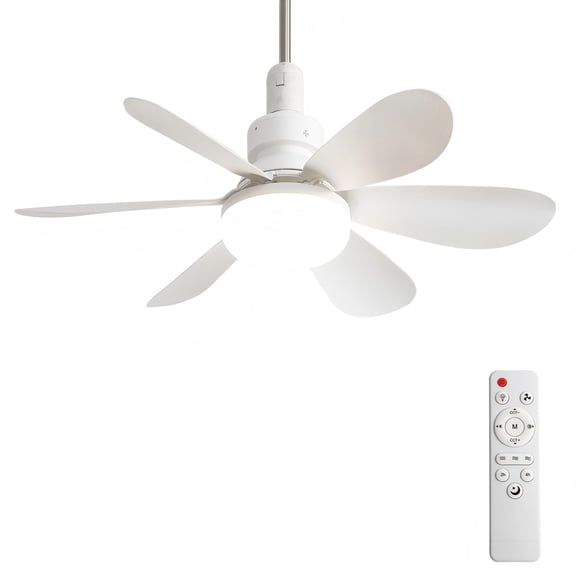 Sofucor Socket Fan Light with White, 20 Screw Ceiling Fans with Lights, E26 Base Small Ceiling Fan, Dimmable Socket Fan Ceiling Fan with Light