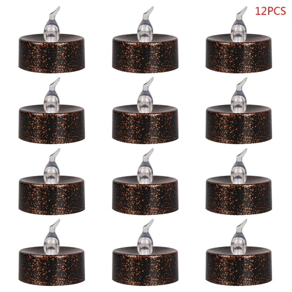 Sofullue 12 Pcs Plated Black Candles Battery Operated Tea light Flameless LED Electronic