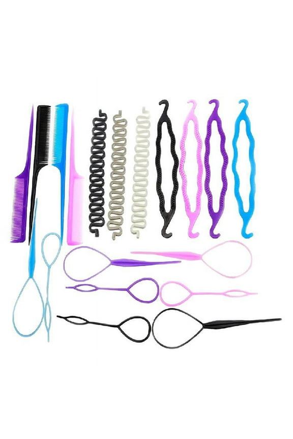 19 Pcs Hair Bun Shaper Set Hair Styling Kit Bun Maker Ponytail Maker Accessories