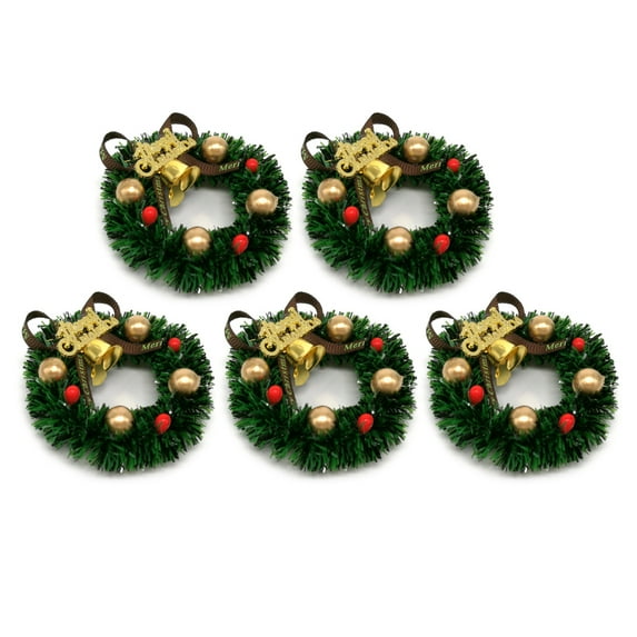 Sofullue 5 Pcs Mini Christmas Wreaths Christmas Tree Decoration Garland Wreath Mini Craft Wreaths for Decorating and Model Making