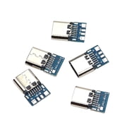 Sofullue 5 Pcs USB Type-C USB-C 14 pin Connector Breakout P-CB Board female Metal
