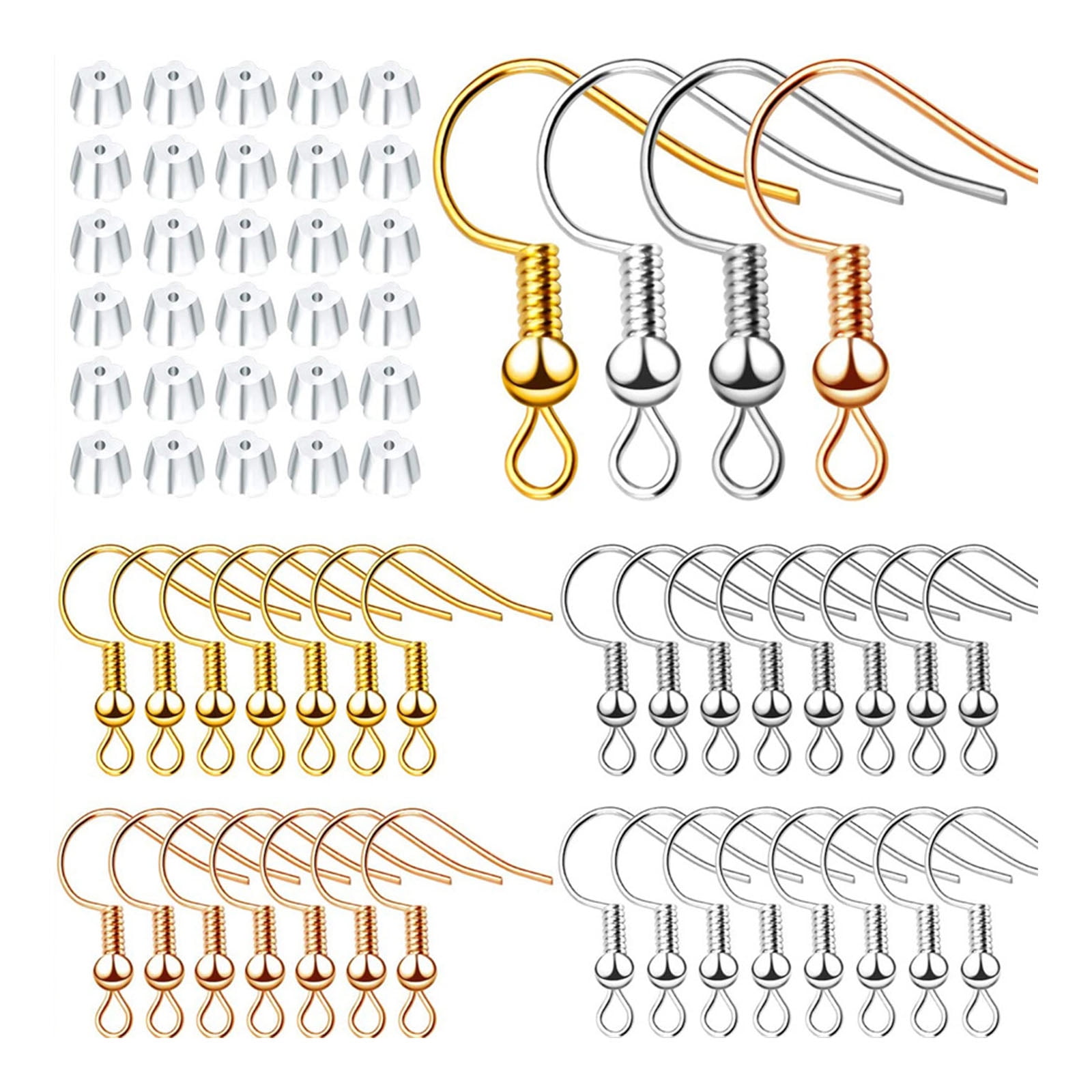 400 Pcs/200 Pairs Silver and Gold Earring Hooks,Hypoallergenic Fish Earring  Hooks Ear Wires for Jewelry Making DIY