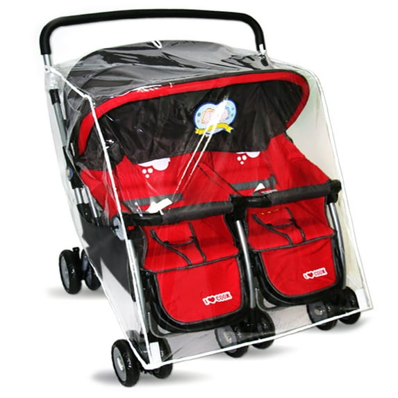 Sofullue Baby Pushchs Rain Cover for Twins Clear Stroller Raincoat Wind Dust Shield